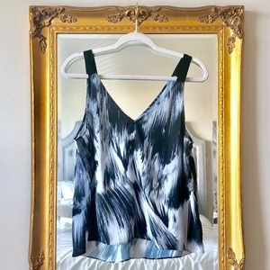 Black & White Silk Print Top